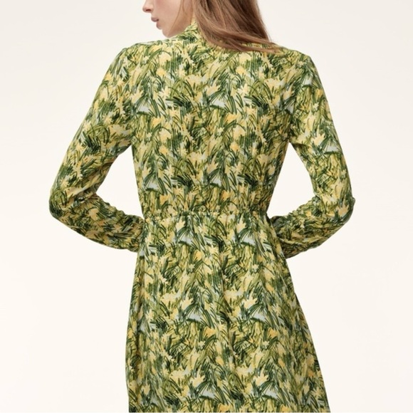 Sunday Best Aritzia Veronica Dress, Yellow, Green Leaf Print size XXS - Picture 3 of 16